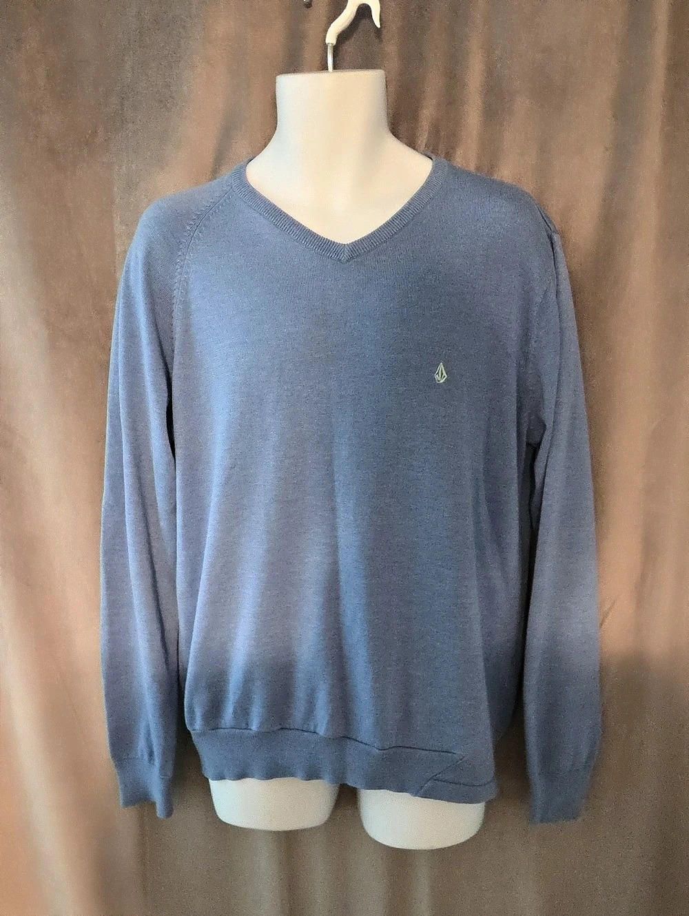 Volcom Corpo Class Standard Sweater Men's V-Neck Blue Large